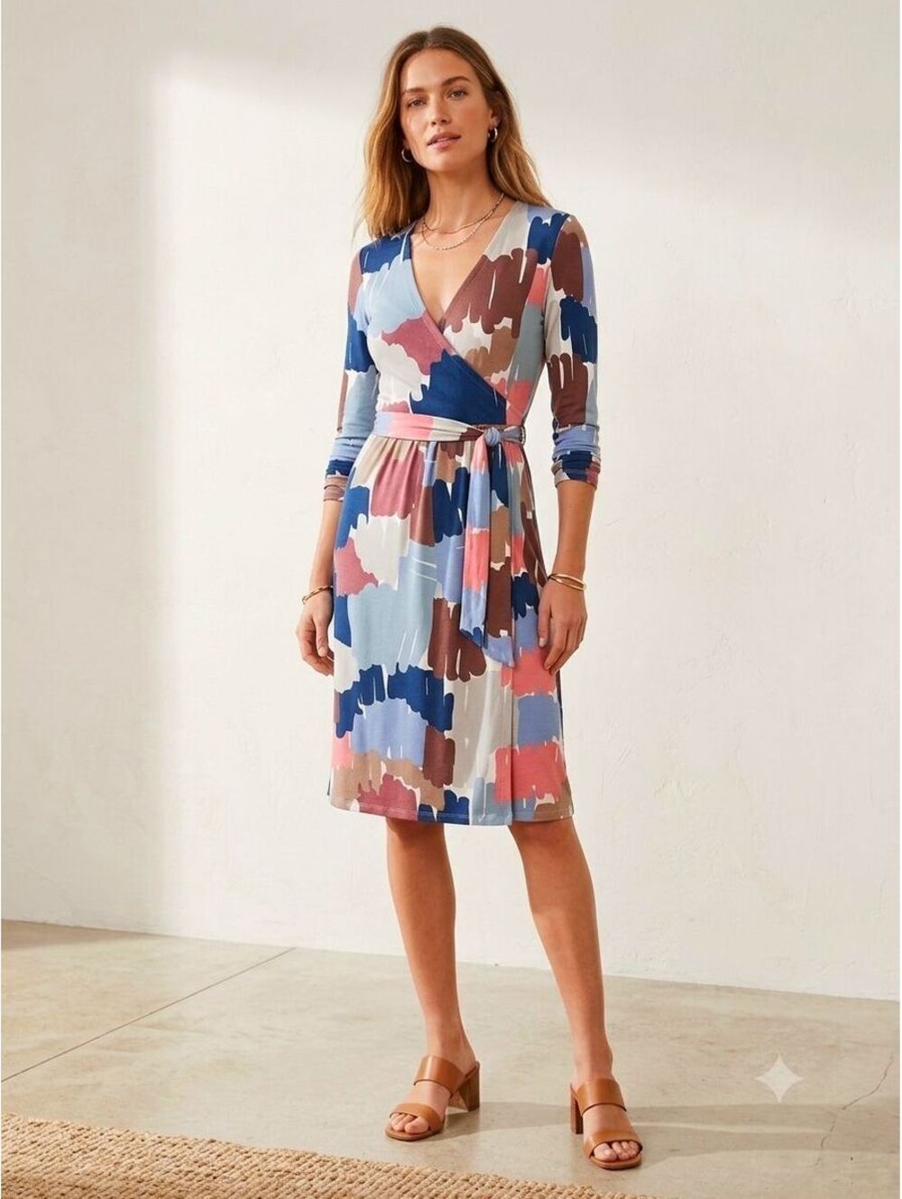 BODEN | Scribble Print Wrap Dress Jersey Knit Multicolor Size 4R (UK 8)